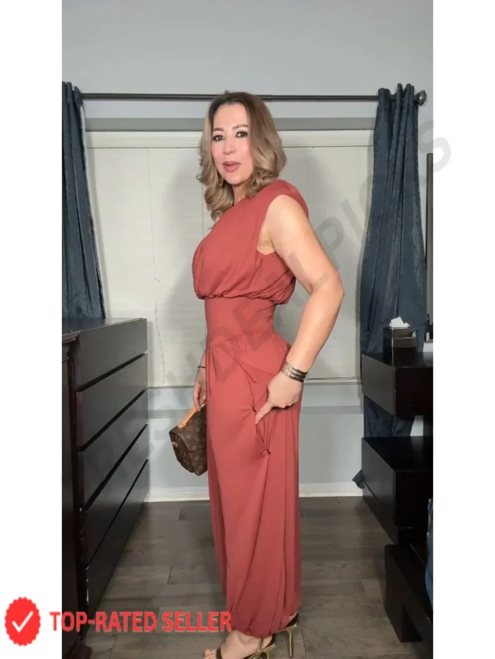 Womens Dressy Jumpsuit Sleeveless High Slit One Piece Vacation Casual Outfit